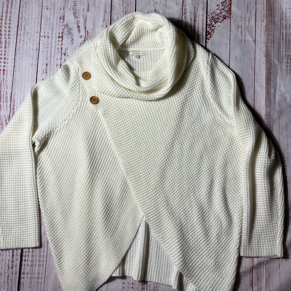 Kate and Sam Cozy cream colored Women's Sweater 2 button design